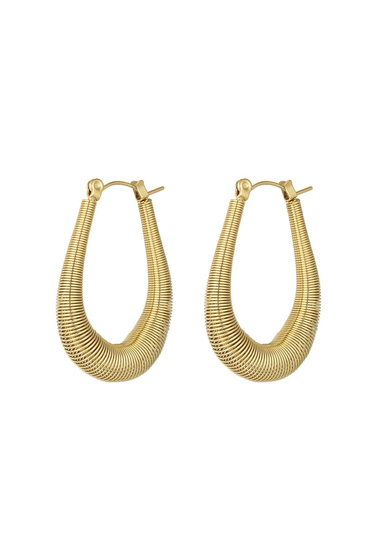 Structured hanging earrings - Gold color h5 