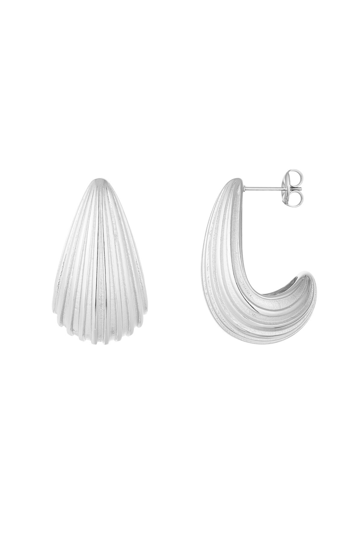 Earrings drop open structure - Silver color h5 