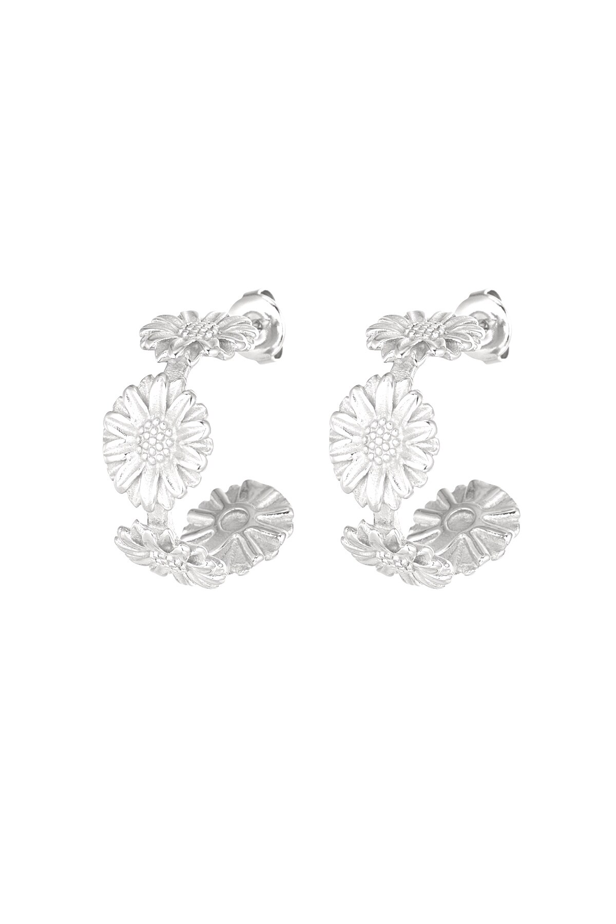 Flower party earrings - Silver color h5 