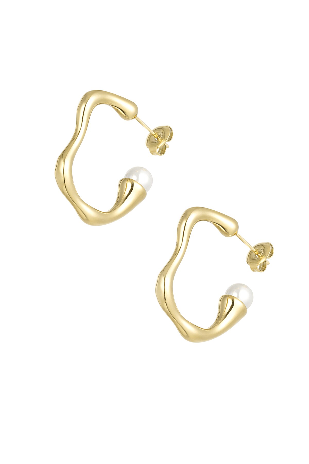 Asymmetrical pearl earrings - Gold color h5 