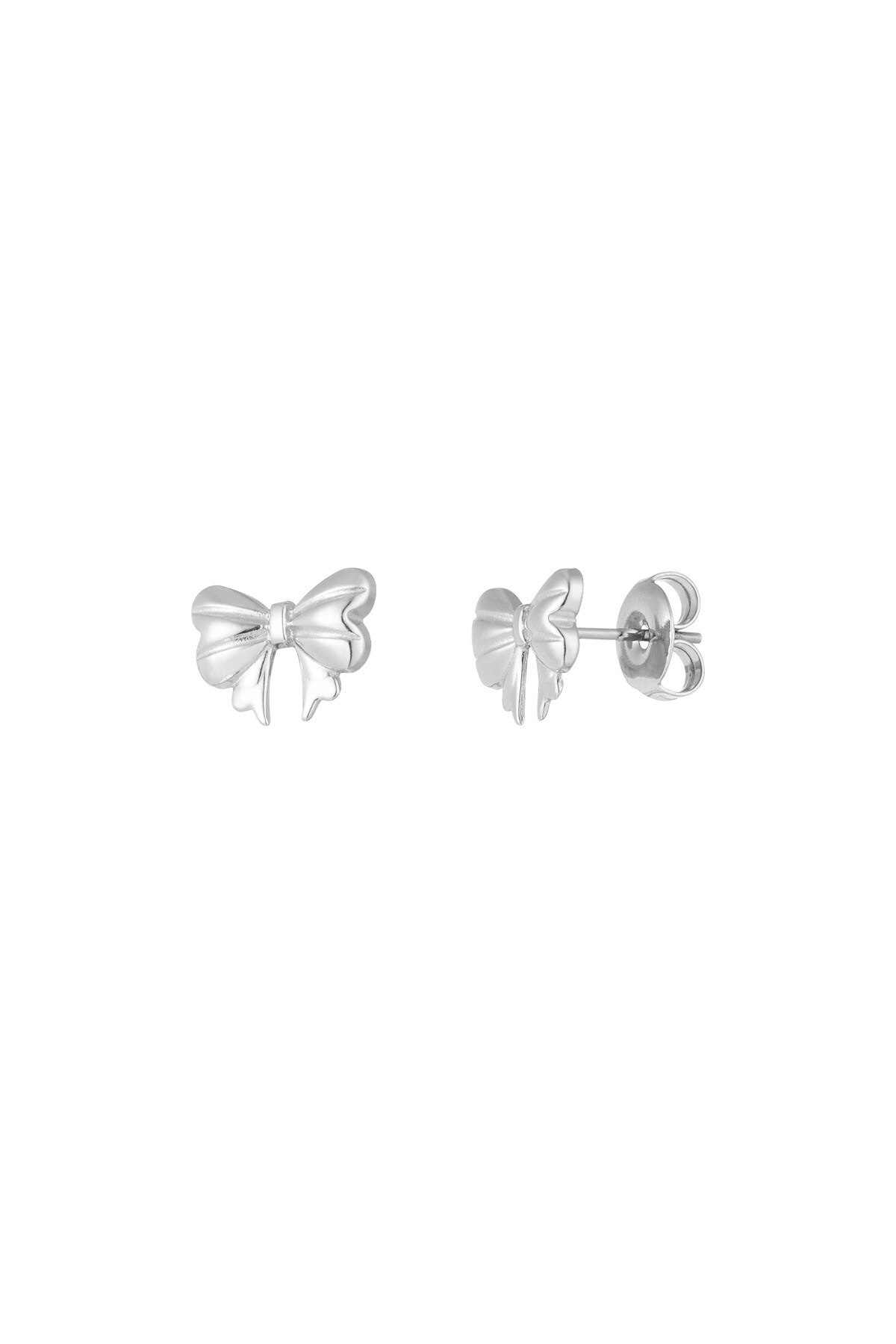 Ear studs cute bow - Silver color h5 