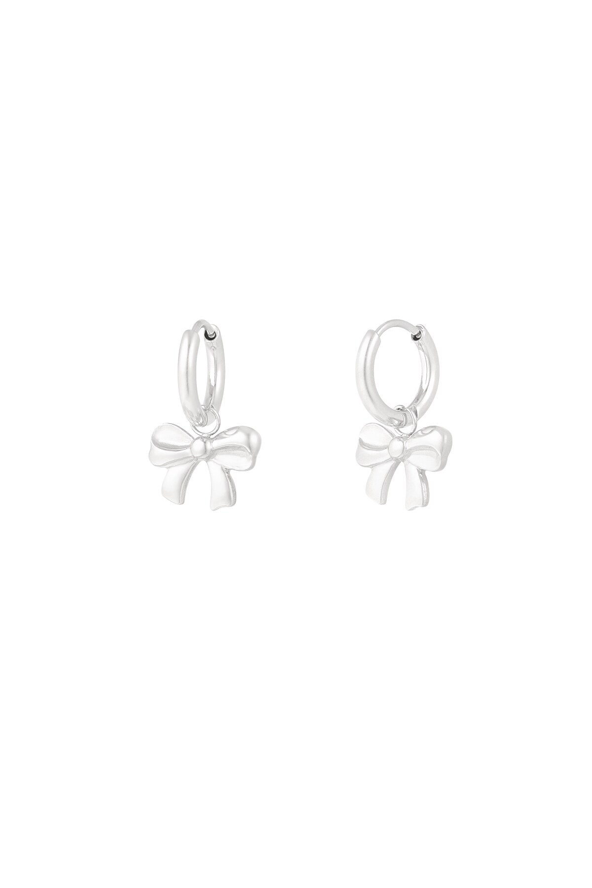 Earrings simple bow - Silver color h5 