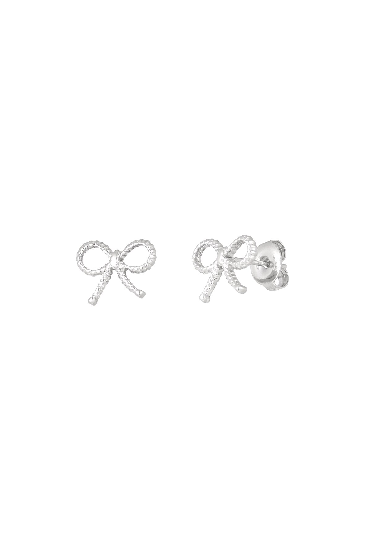 Ear studs bow basic - Silver color h5 