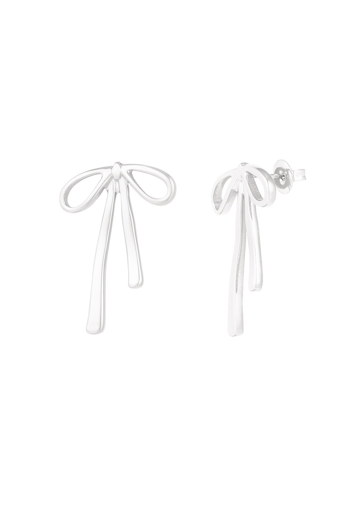 Ear studs hanging bow - Silver color h5 