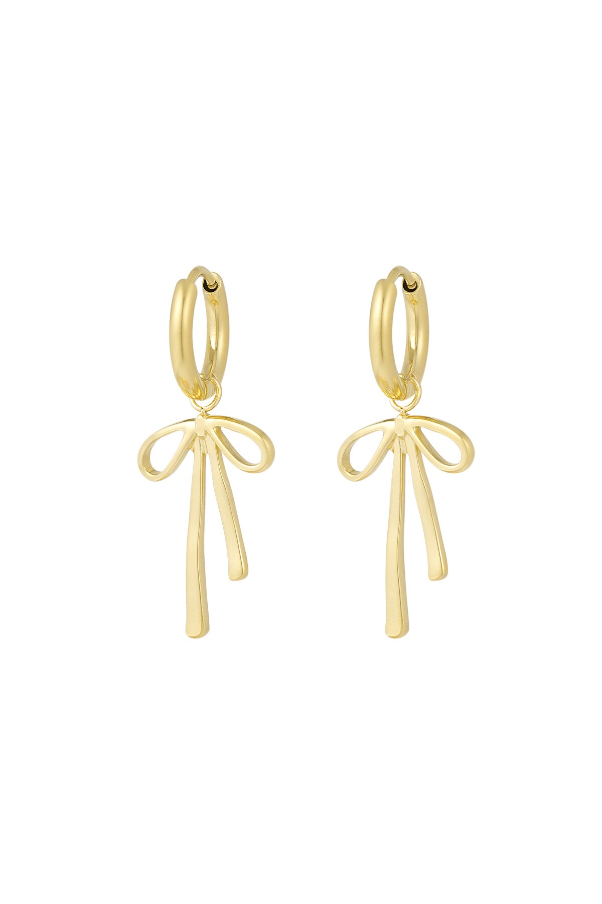 Hanging bow earrings - Gold color h5 