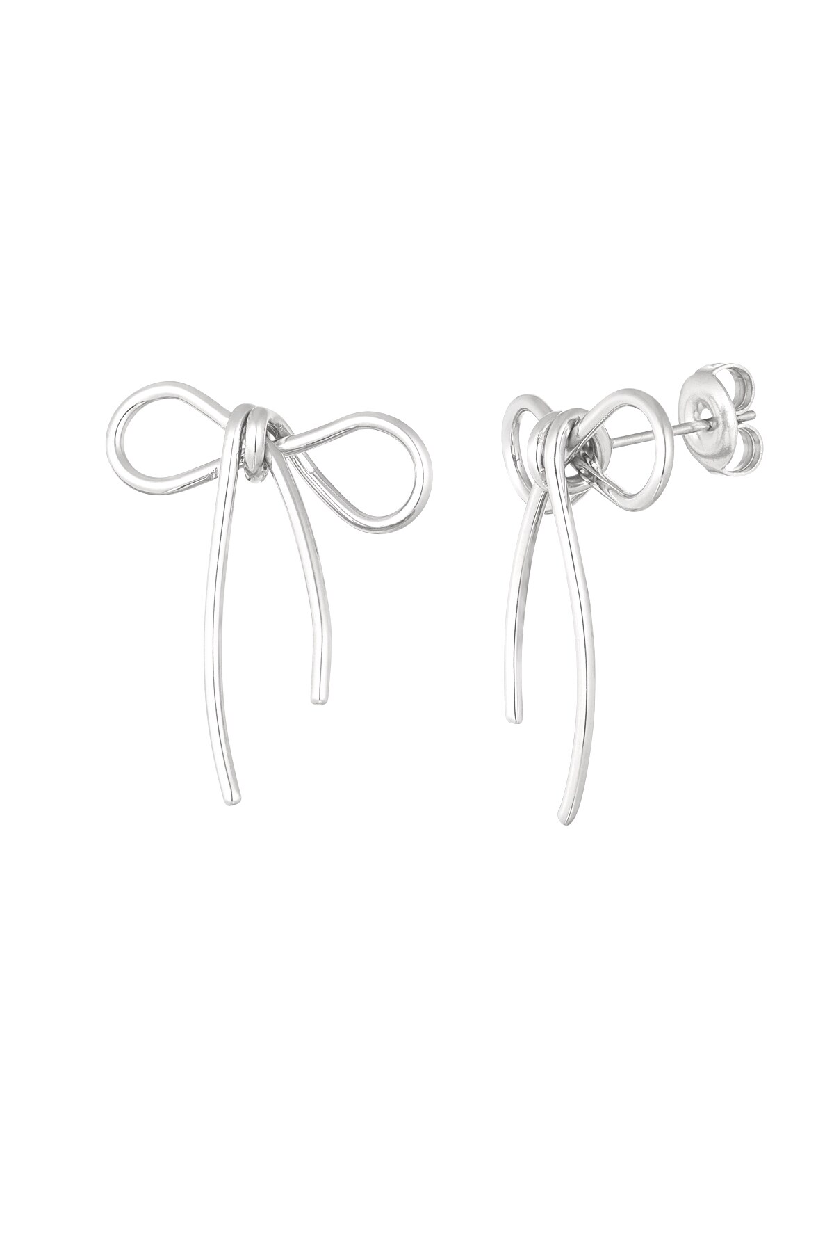 Earrings basic bow - Silver color h5 