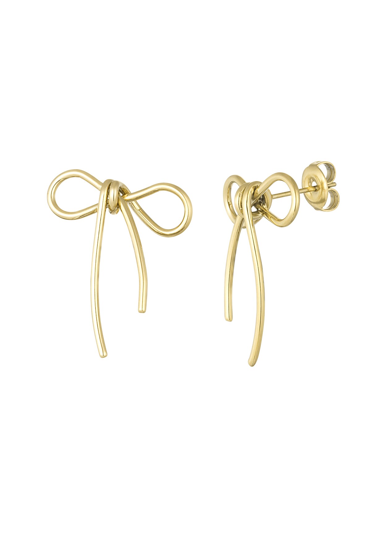 Earrings basic bow - Gold color h5 