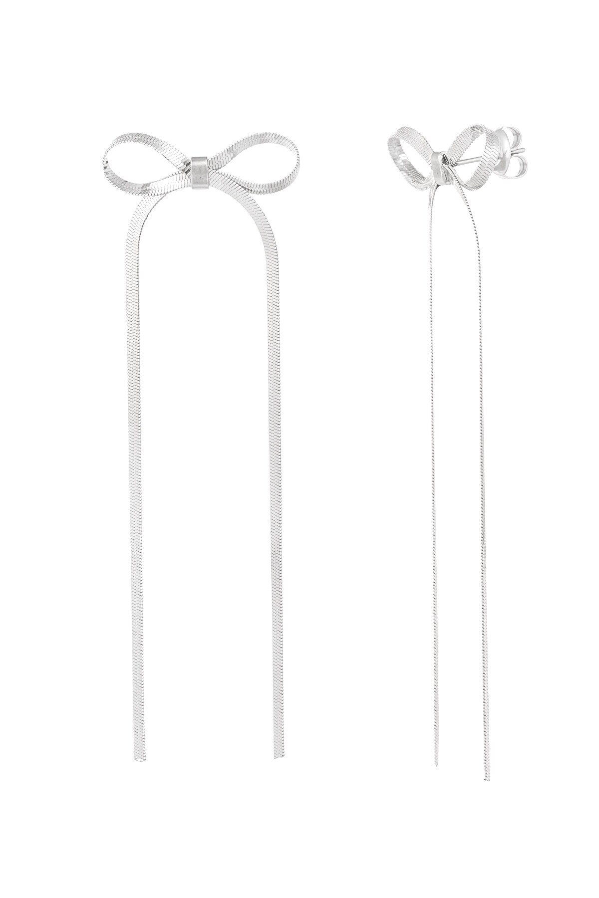 Earrings with long bow - Silver color h5 