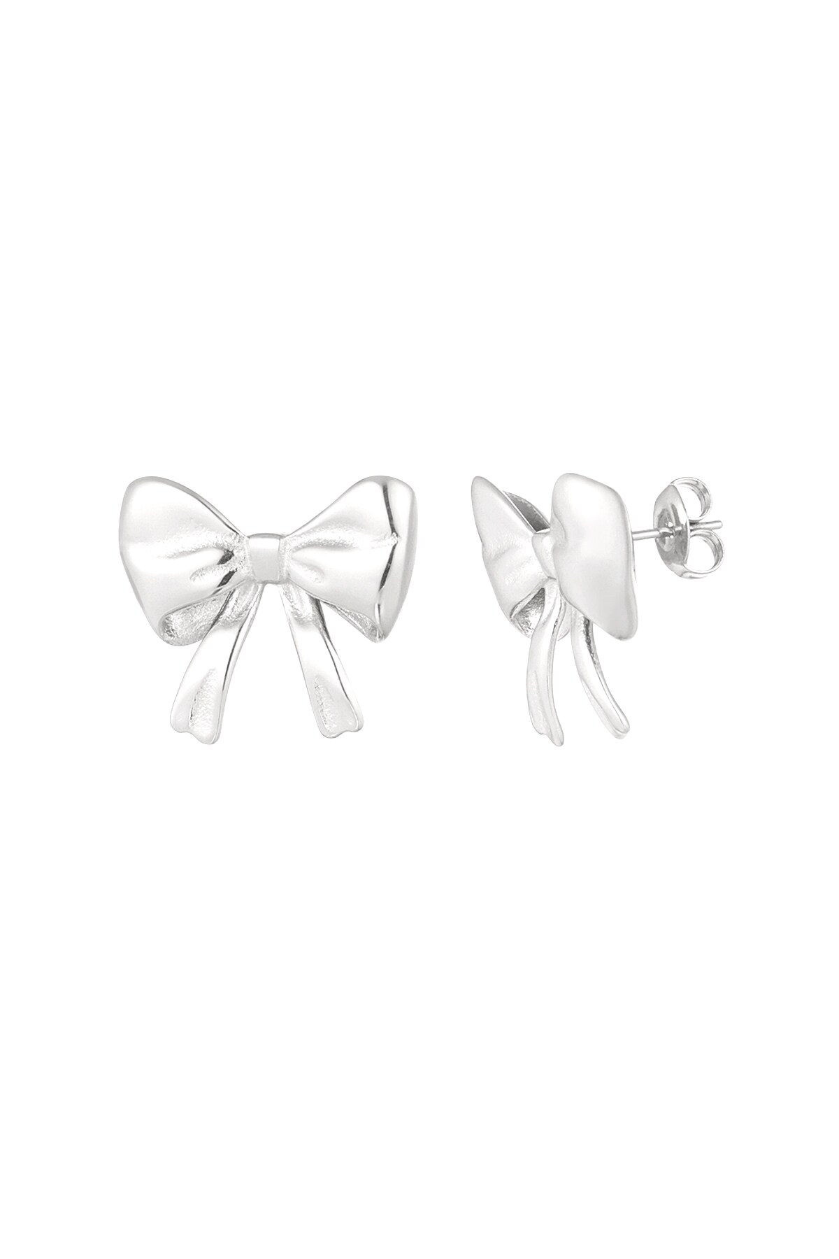 Cute bow earrings - Silver color h5 