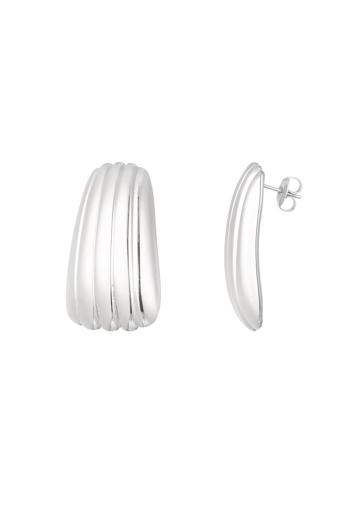 Simple stripe earrings - Silver color h5 