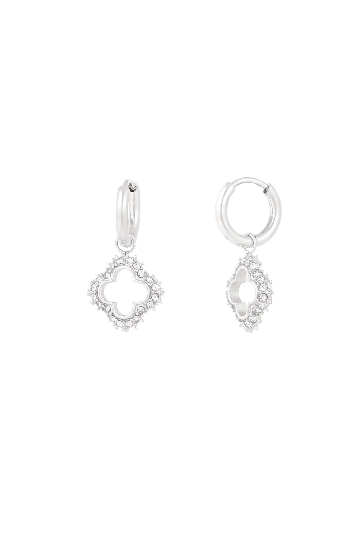 Lucky diamond charm earrings - Silver color h5 