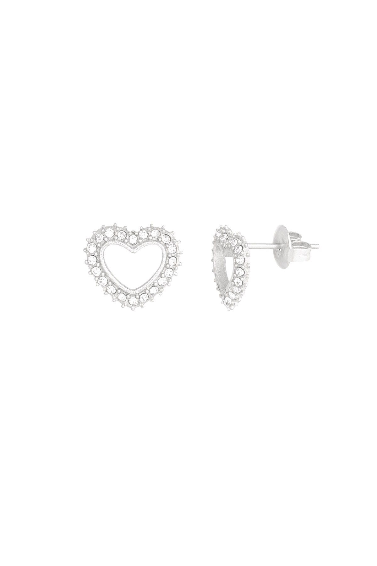 Diamond heart studs - Silver color h5 