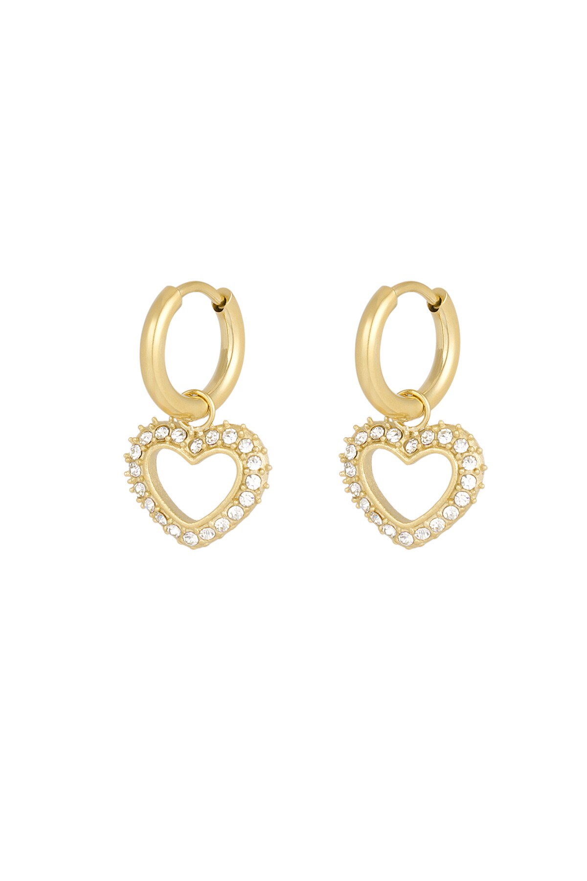 Diamond heart earrings - Gold color h5 