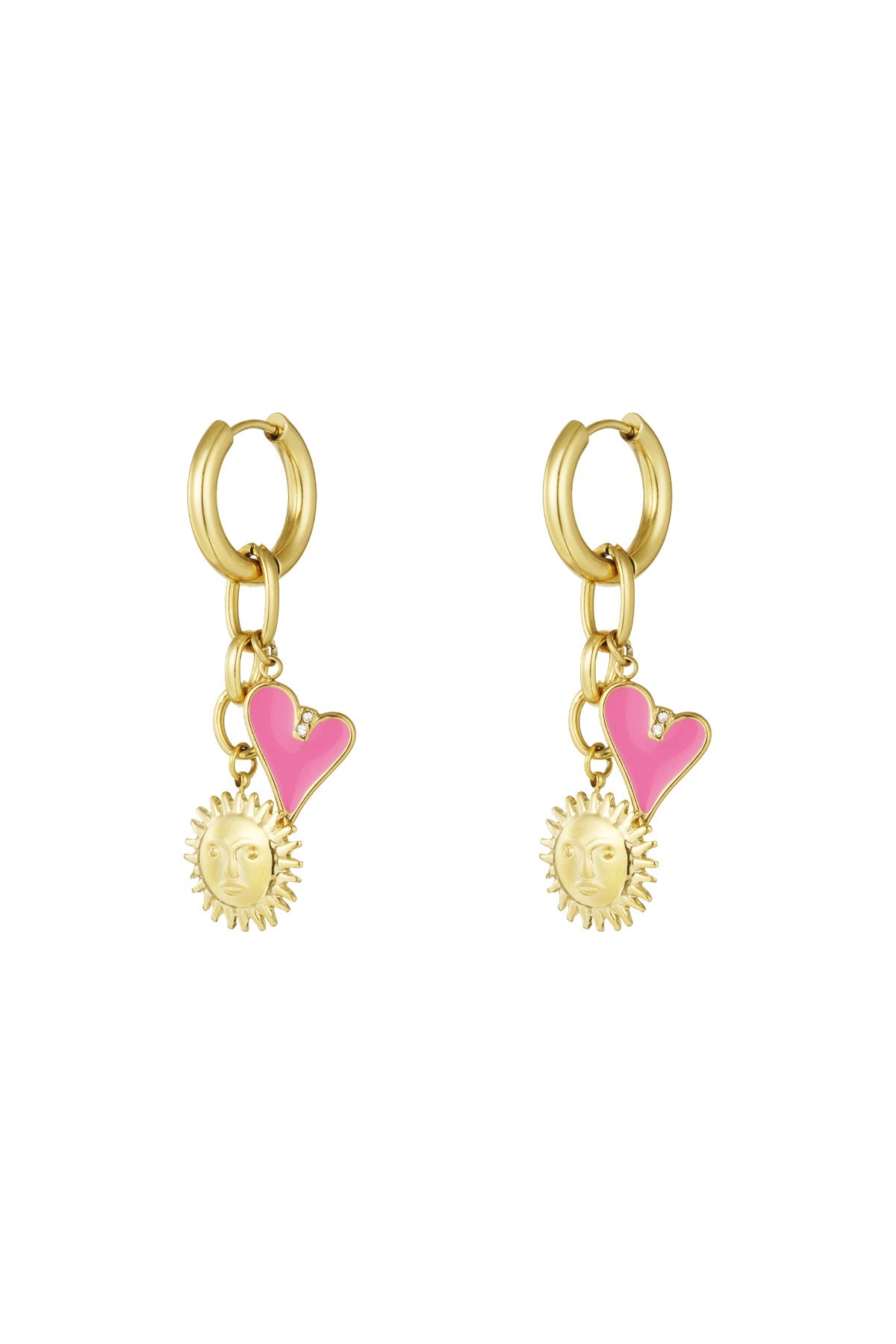 Heart shaped sun charm earrings h5 