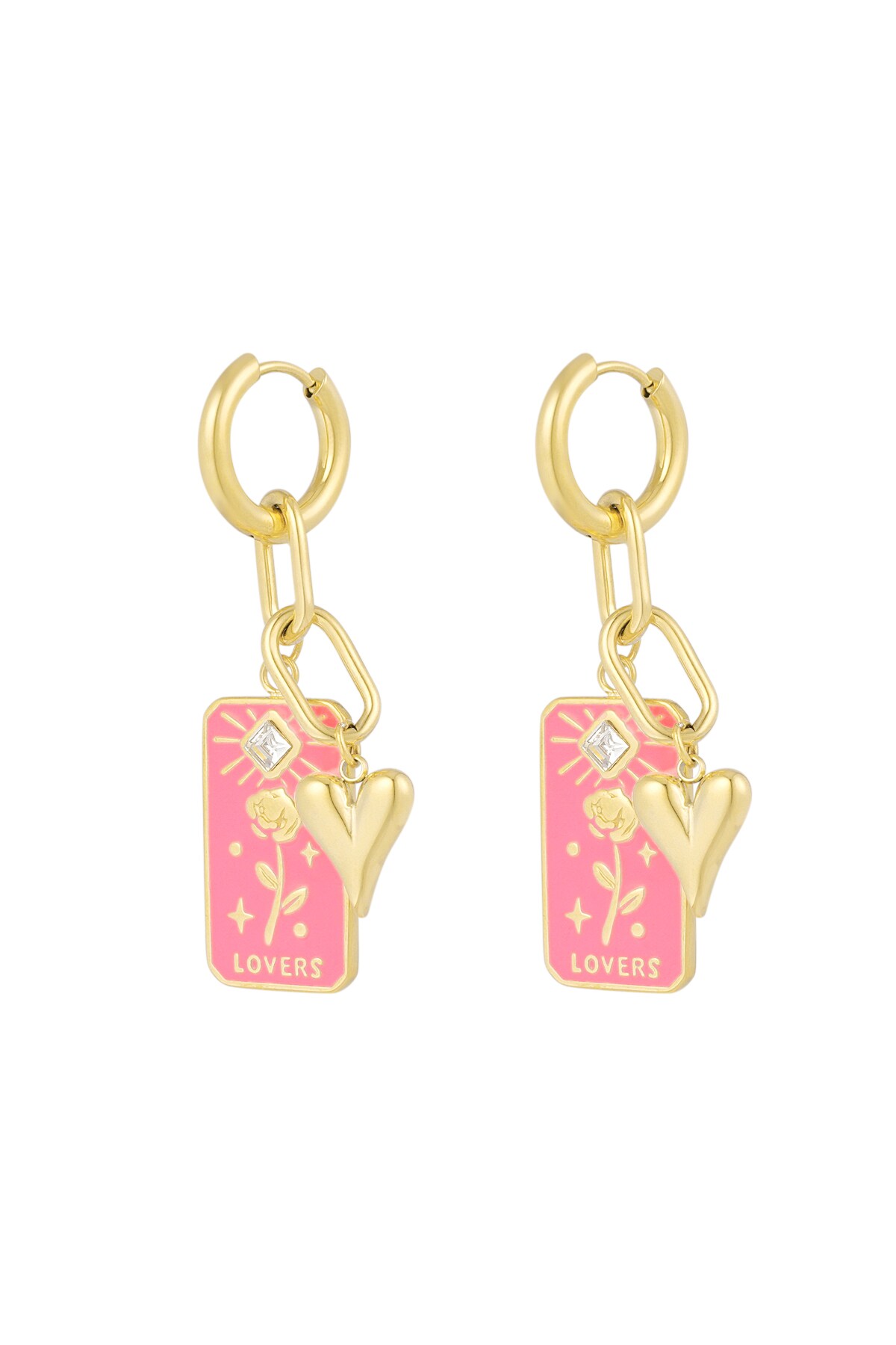 Rose lovers earrings - pink gold h5 