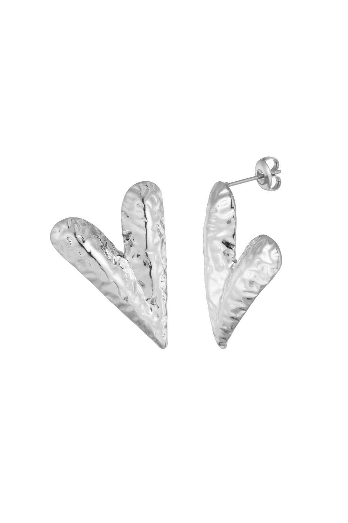 Structured love earrings - Silver color h5 