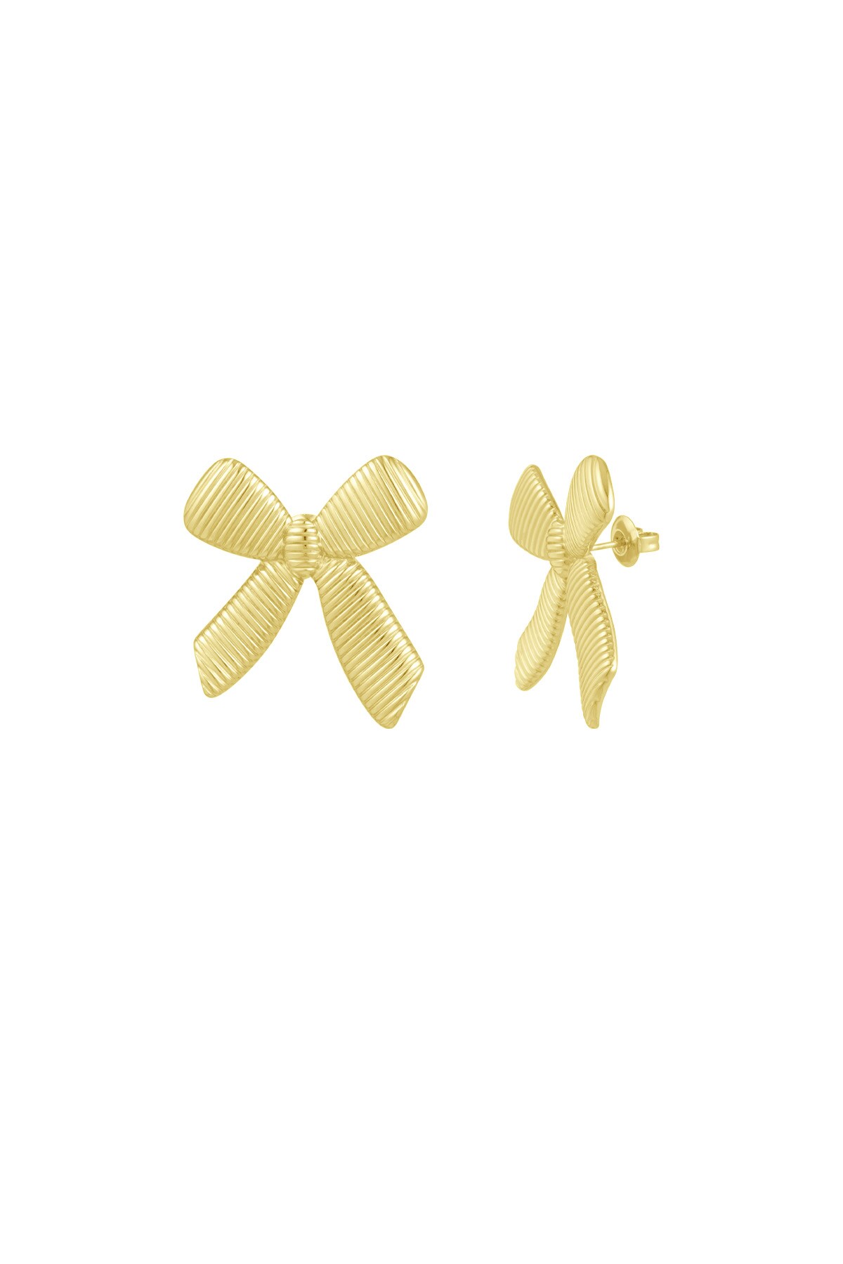 Simple stud earrings with bow - Gold color h5 