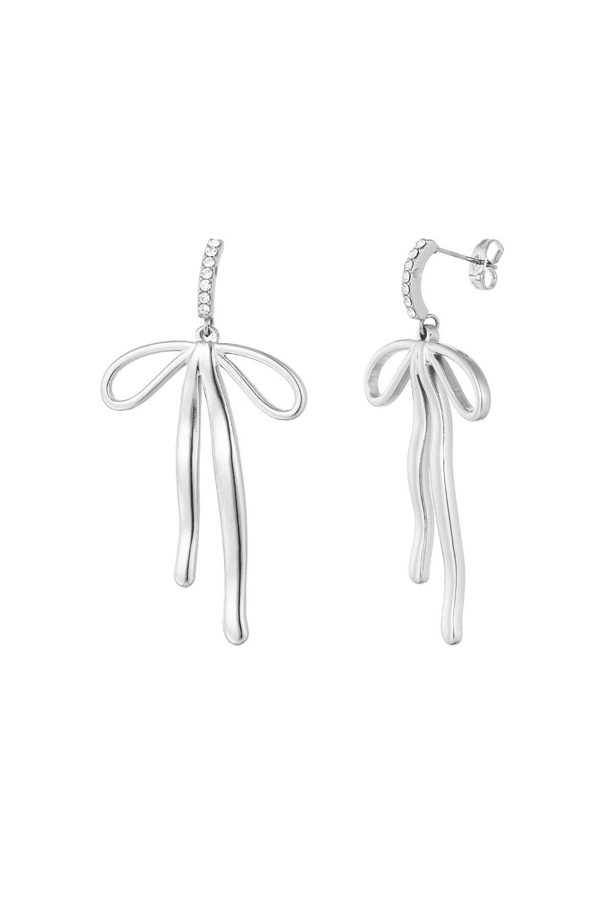 Diamond bow earrings - Silver color h5 