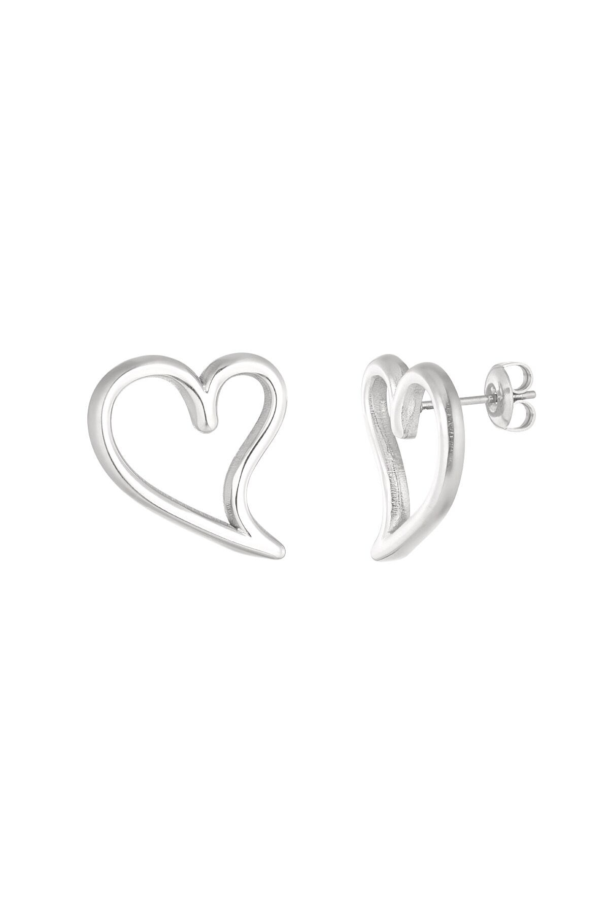 Shaped heart earrings - Silver color h5 