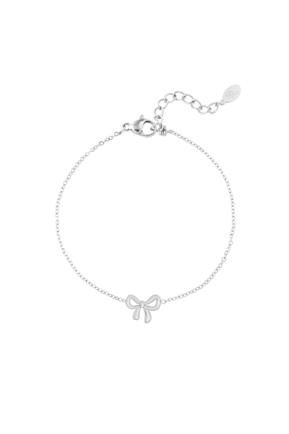 Simple bracelet with bow charm - Silver color h5 