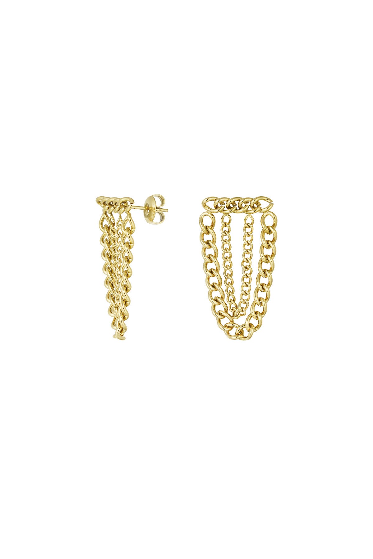 Earrings chain all the way - Gold color h5 