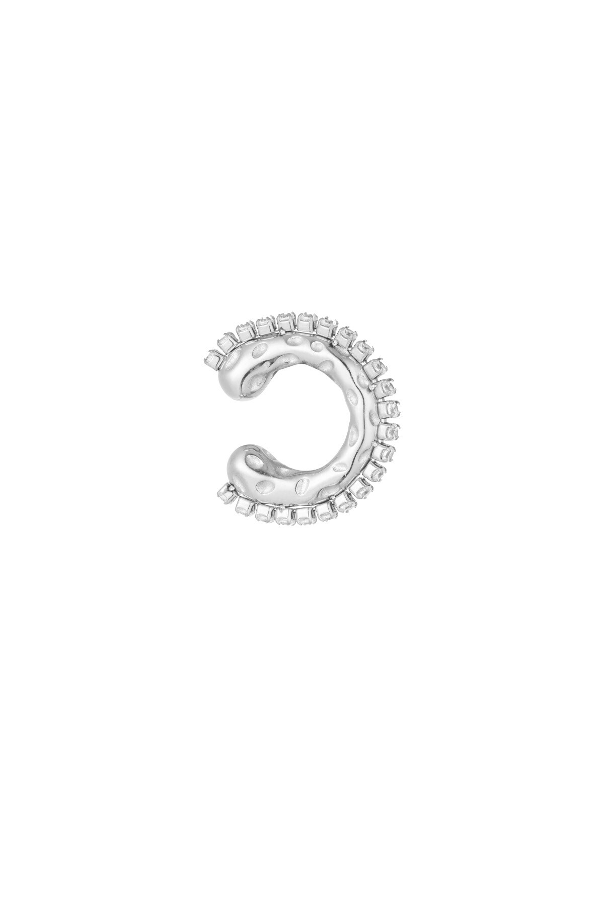 Ear cuff with rhinestones - Silver color h5 