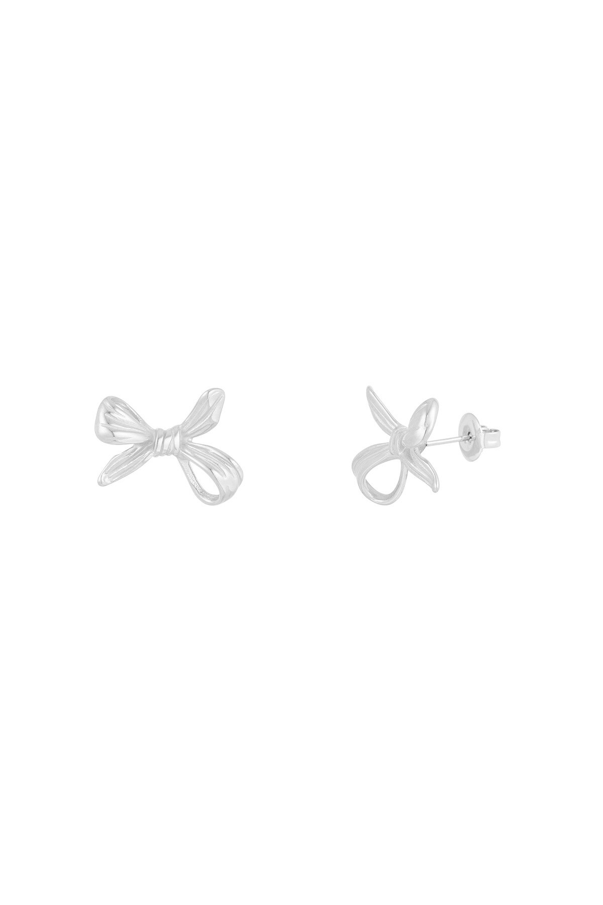 Upside down bow earrings - Silver color h5 