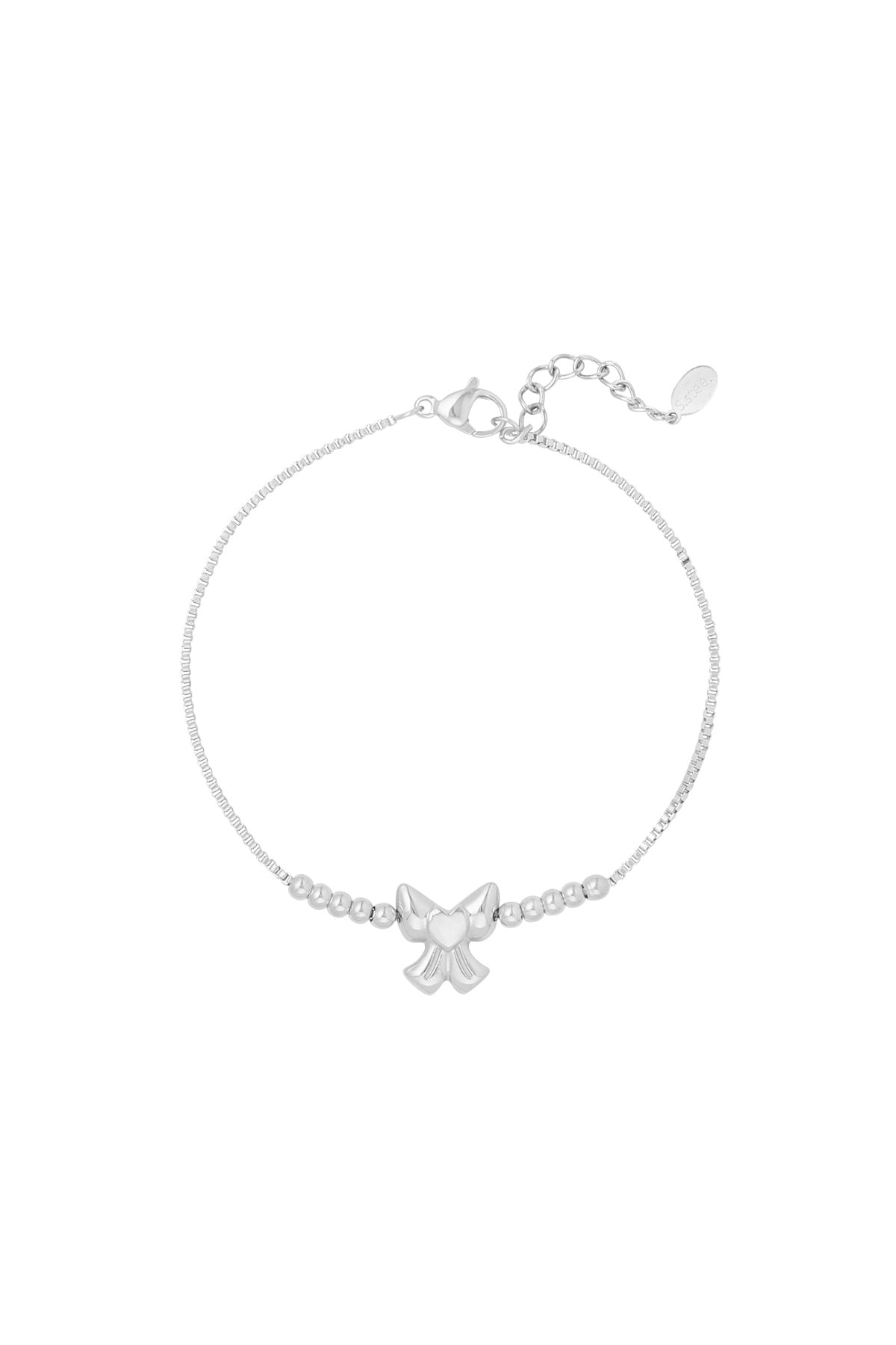 Cute bow with beads bracelet - Silver color h5 