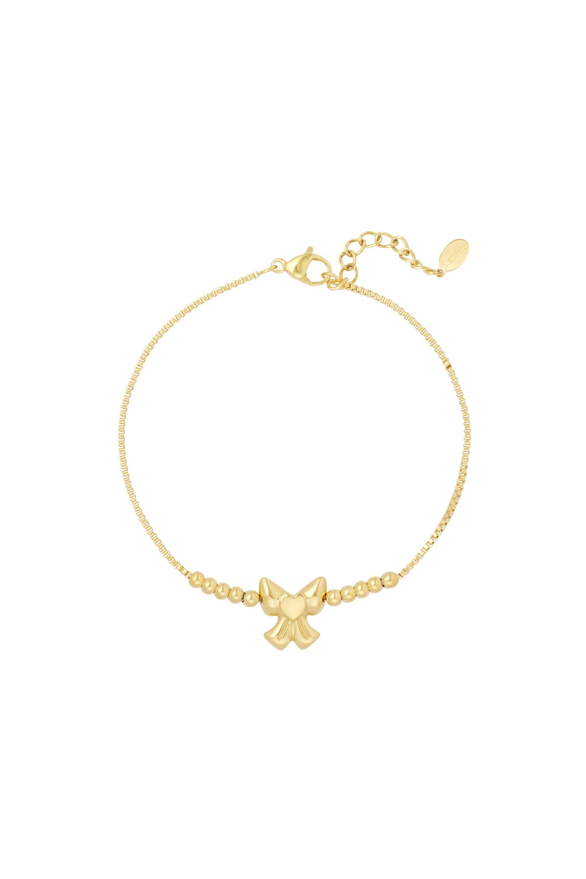 Cute bow with beads bracelet - Gold color h5 