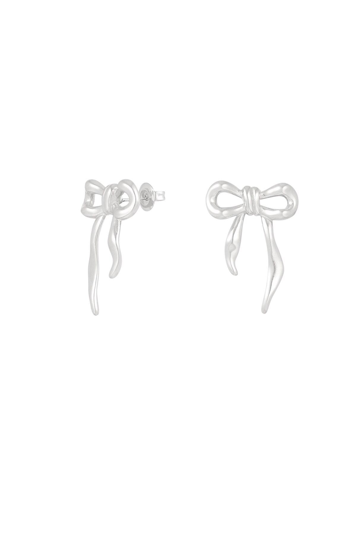 Casual bow earrings - Silver color h5 