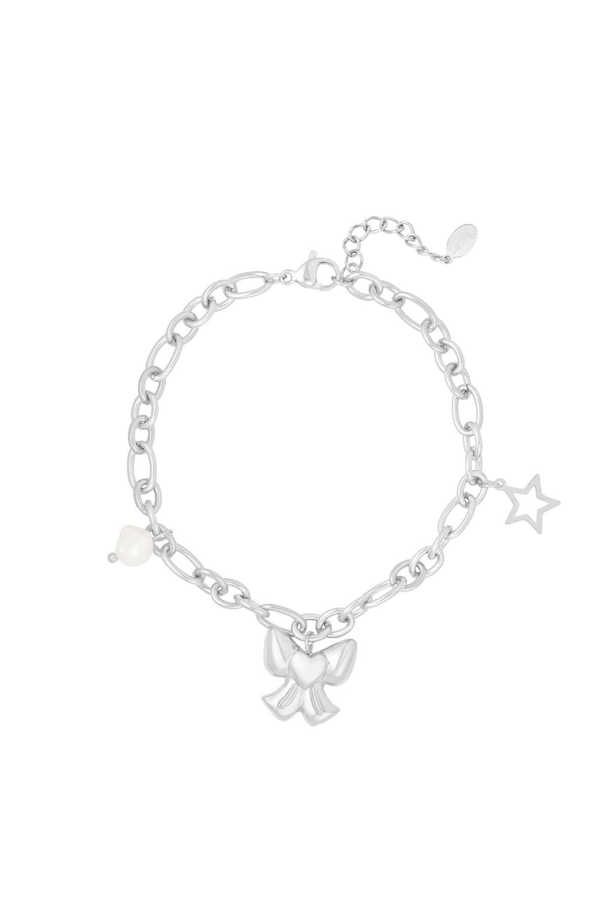 Charm bracelet with bow - Silver color h5 