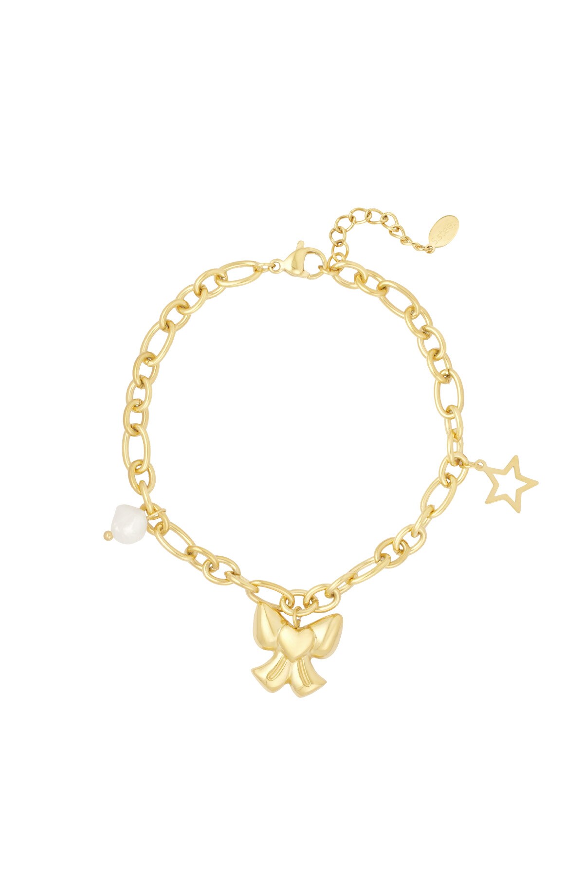 Charm bracelet with bow - Gold color h5 