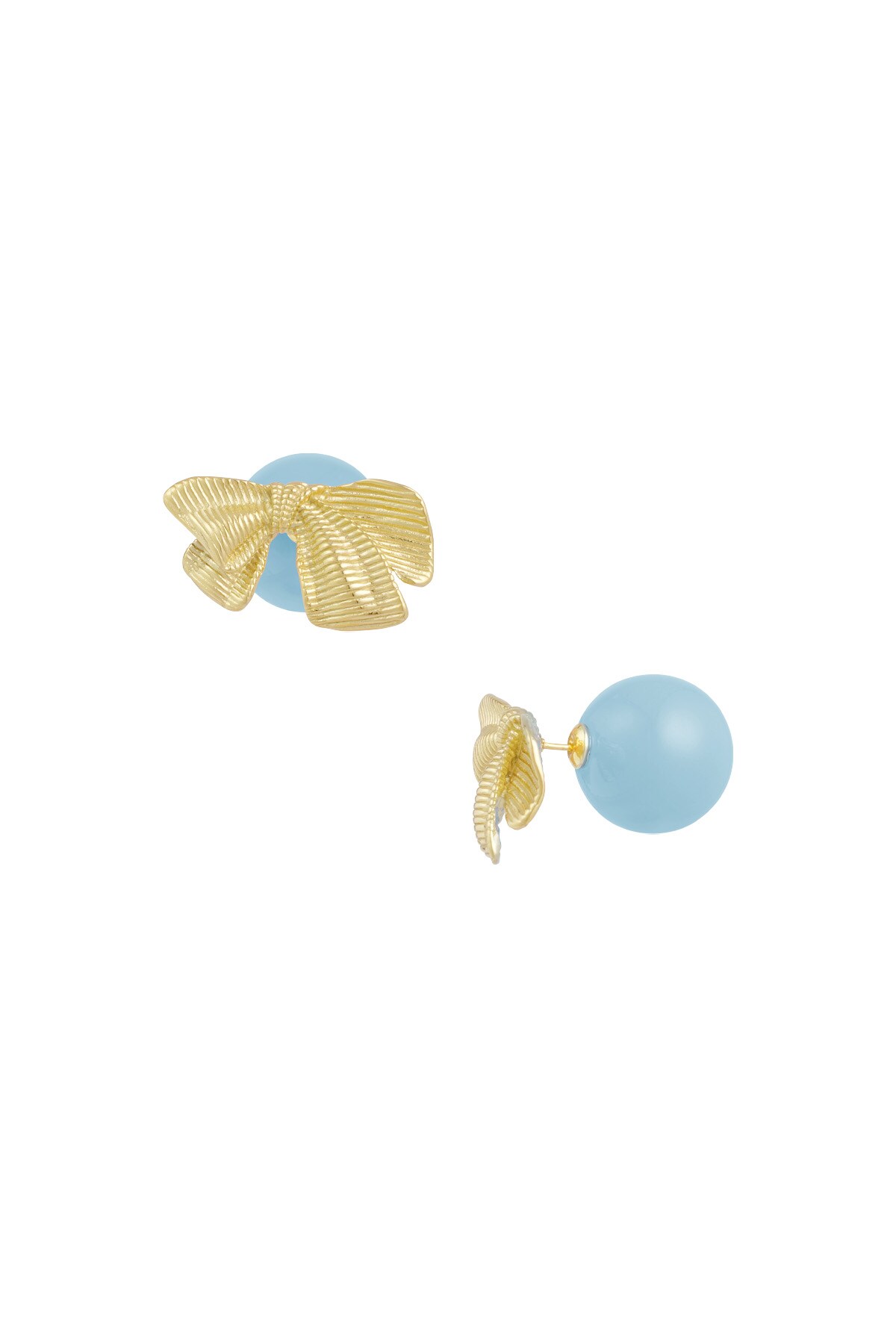 Bow studs earrings color - blue 