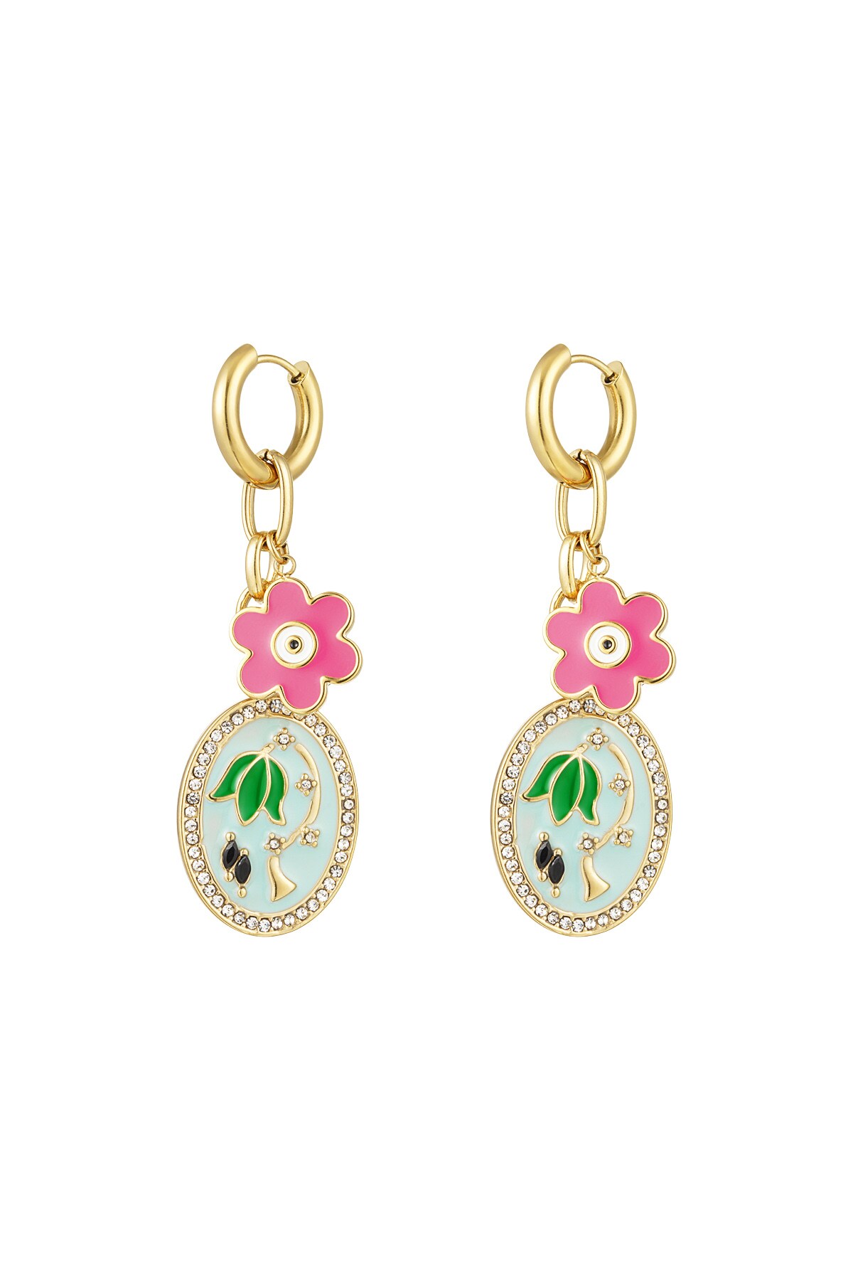 Earrings flower bouquet - Gold color h5 