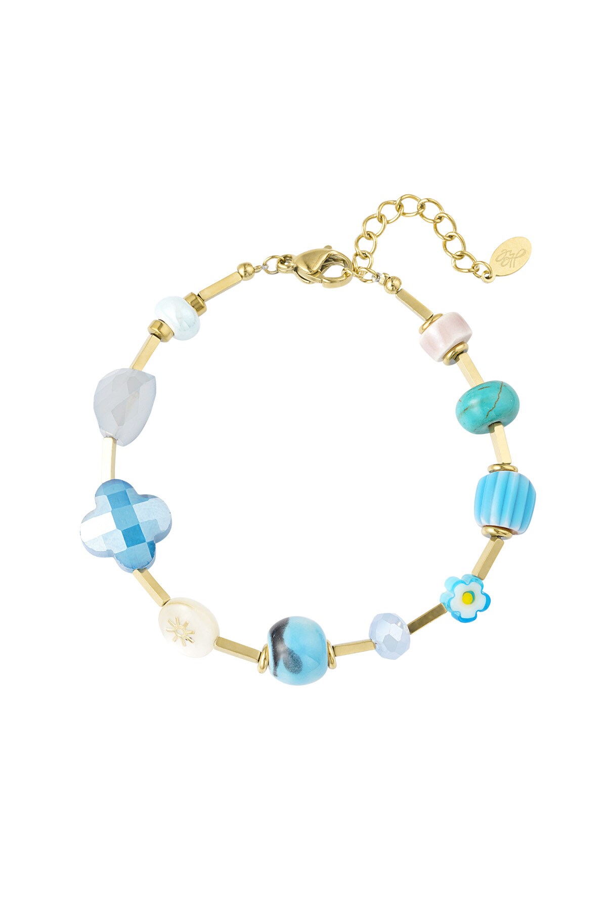 Charm bracelet vintage treasure - blue gold 