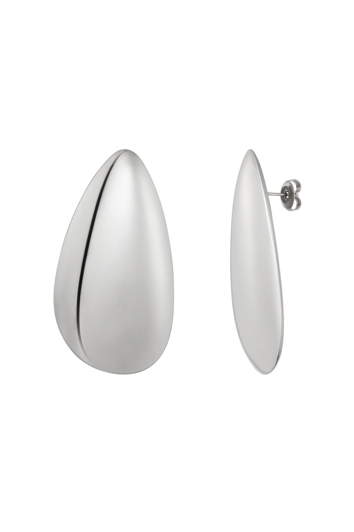 Flat drop earrings - Silver color h5 