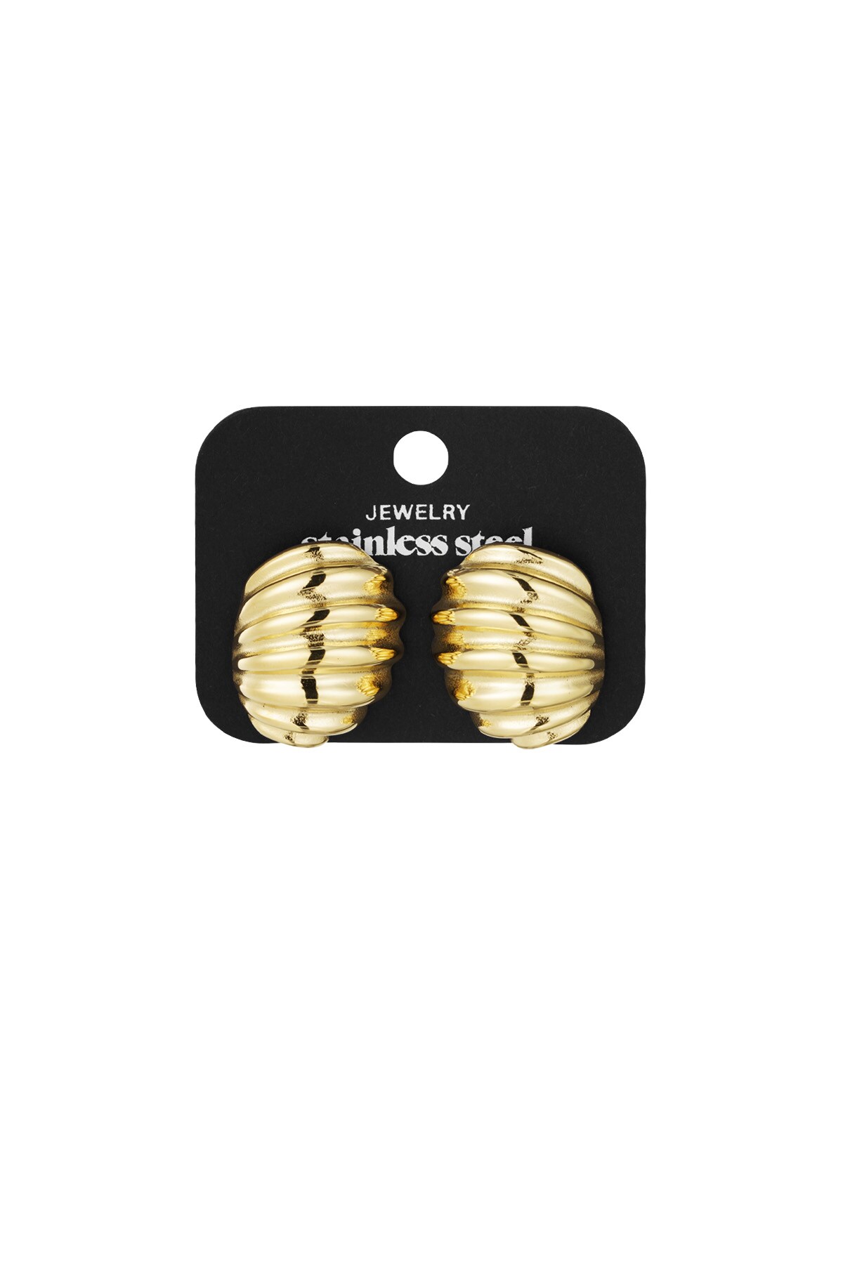 Earrings ribbed basic - Gold color h5 Picture3