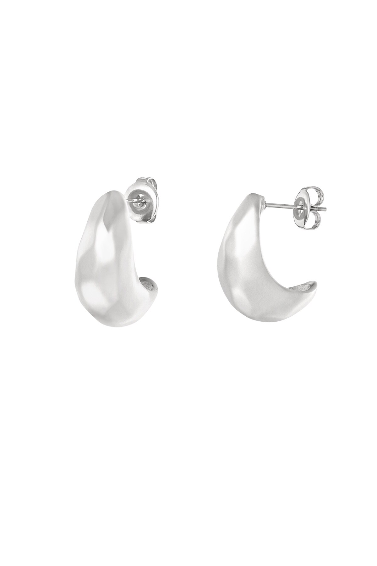 Structured moon earrings - Silver color h5 