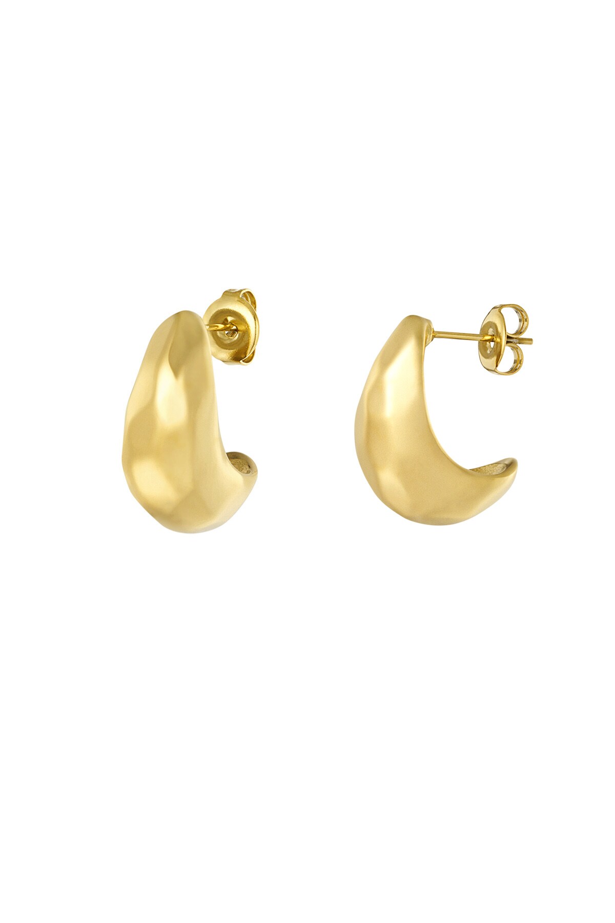 Structured moon earrings - Gold color h5 