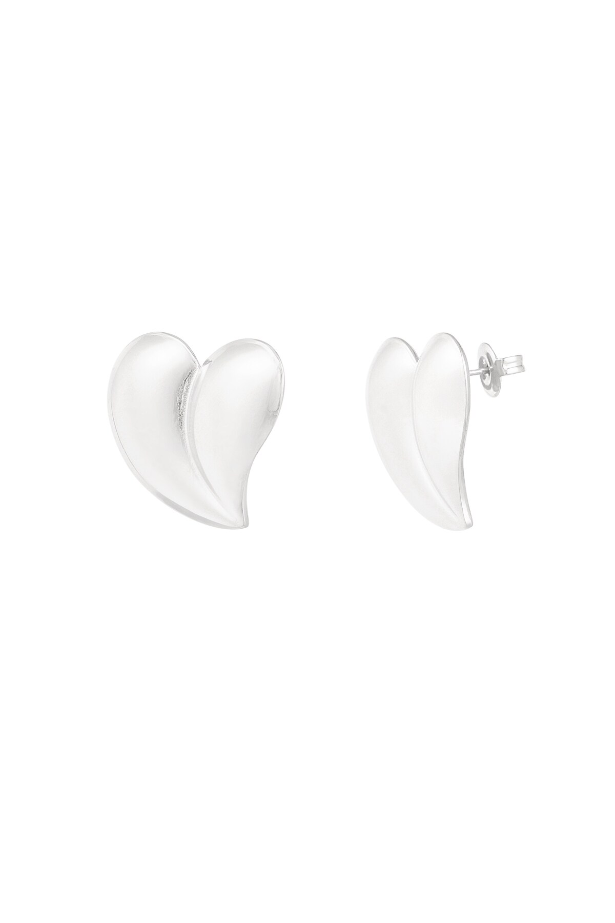 Earrings chrome heart - Silver color h5 