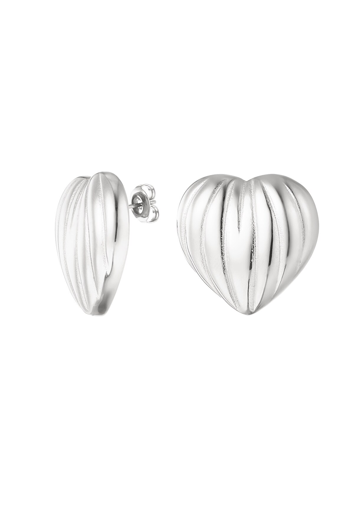 Earrings enormous heart - Silver color h5 