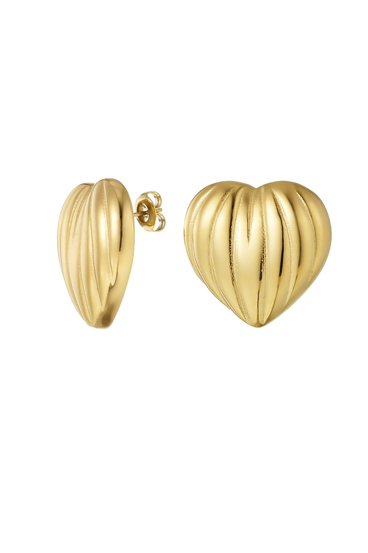 Earrings enormous heart - Gold color h5 