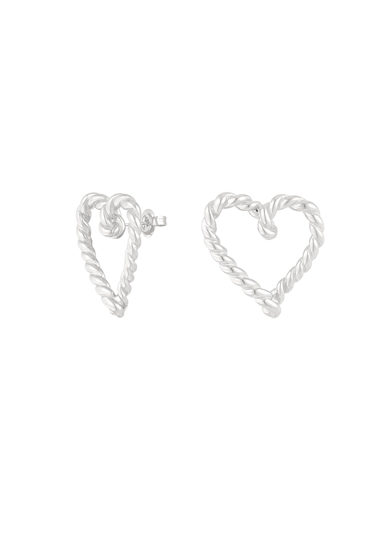 Twisted heart earrings - Silver color h5 