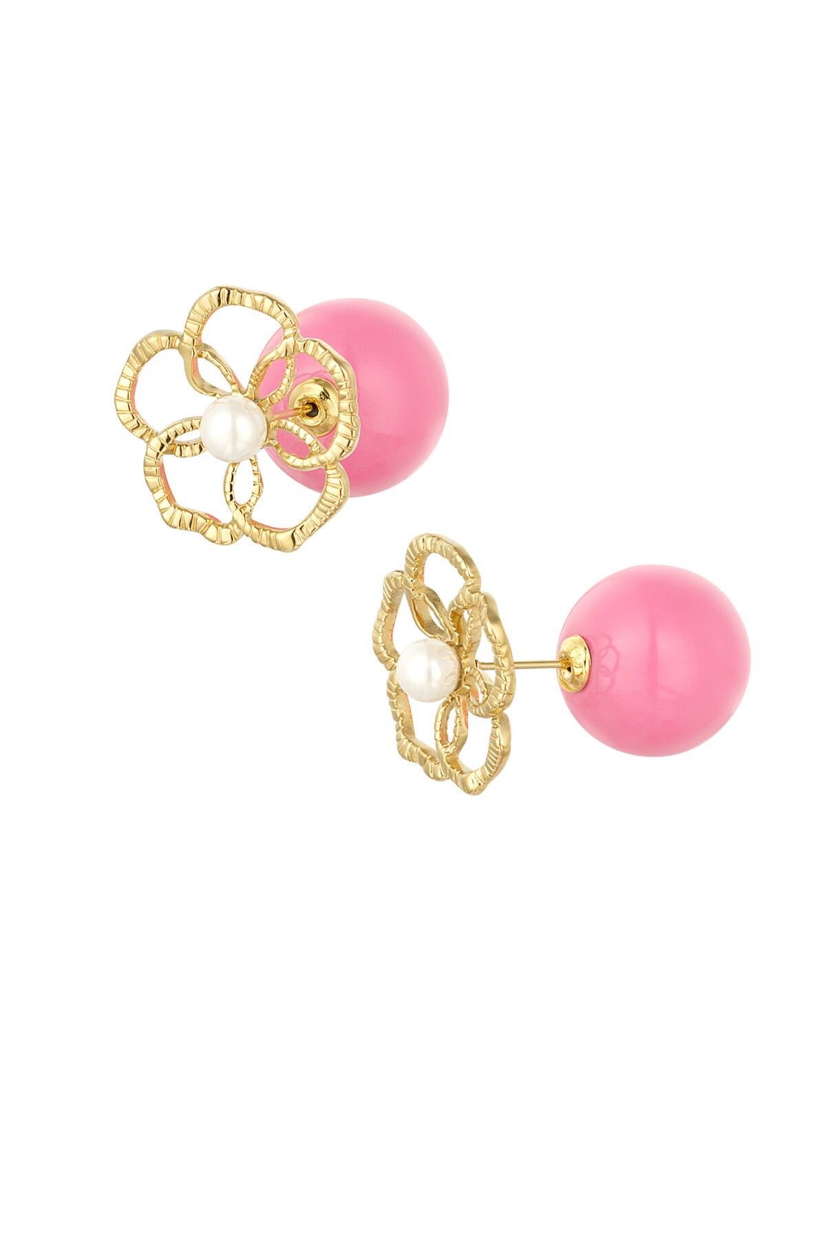 Flower earrings colored back - pale pink 