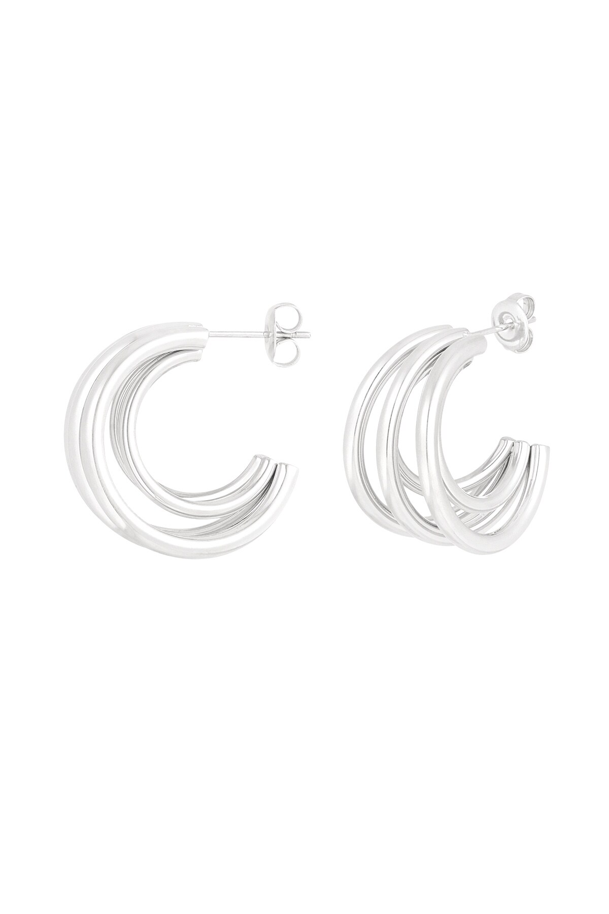 Double twisted love earrings - Silver color h5 