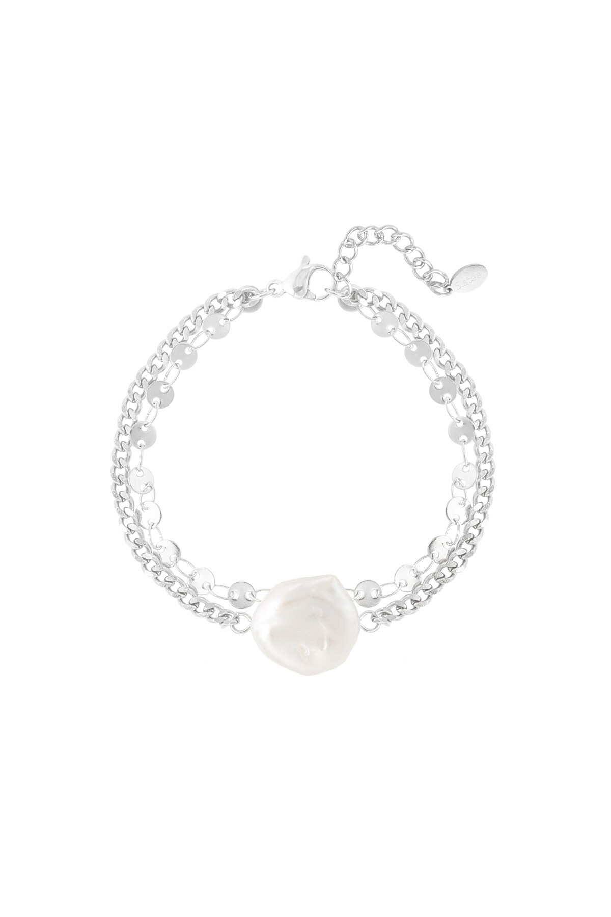 Bracelet statement pearl - Silver color h5 