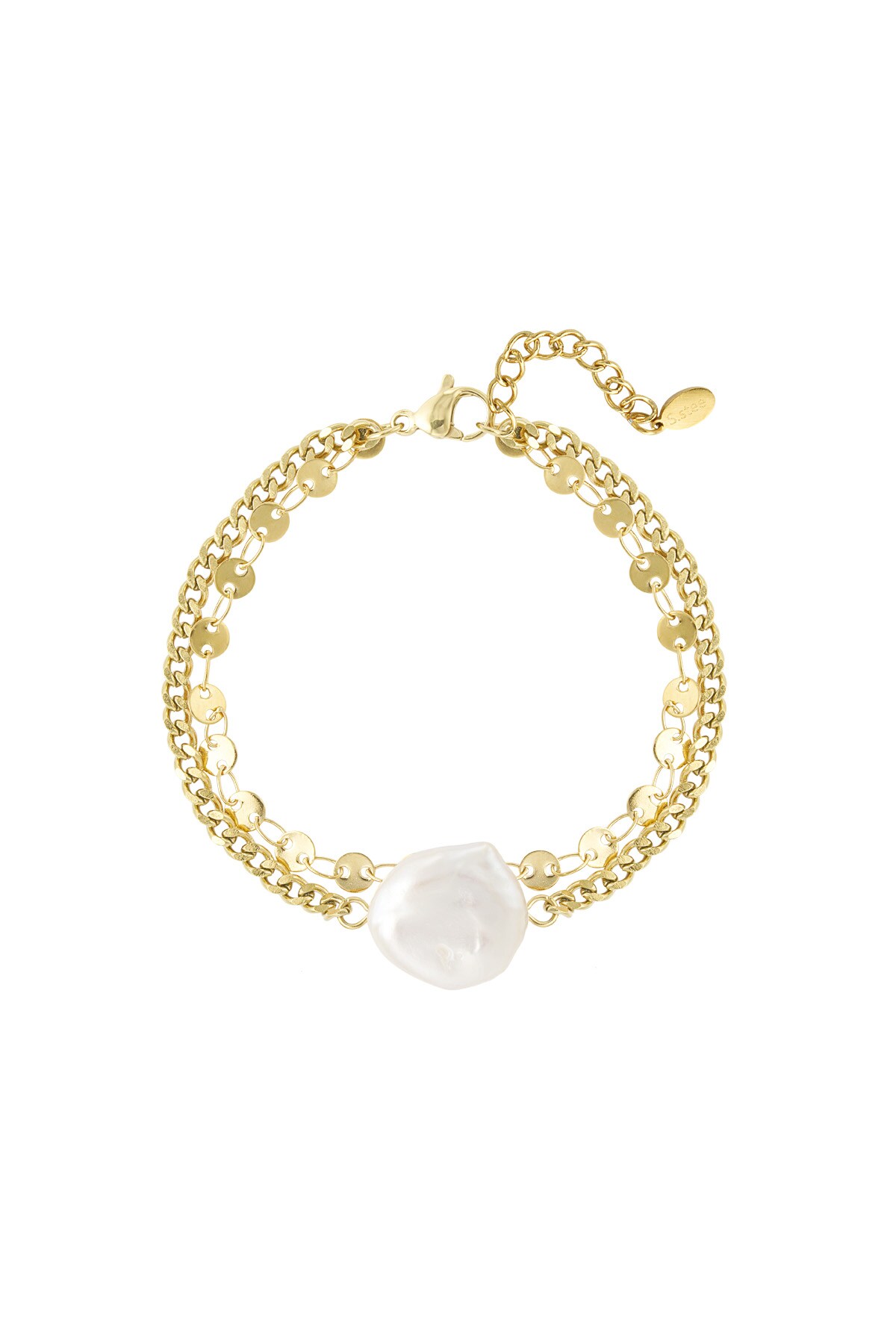 Bracelet statement pearl - Gold color h5 