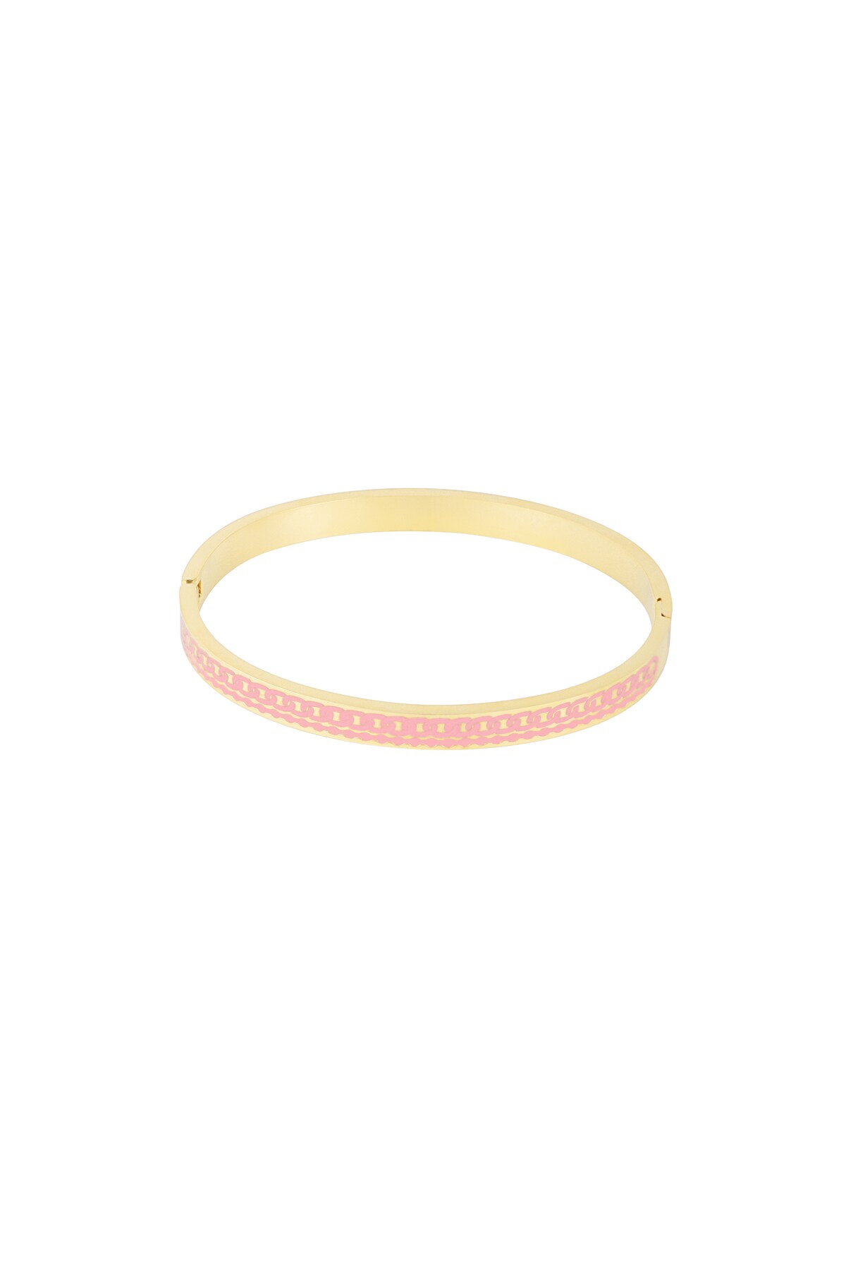 Colored bangle bracelet - pink/gold  