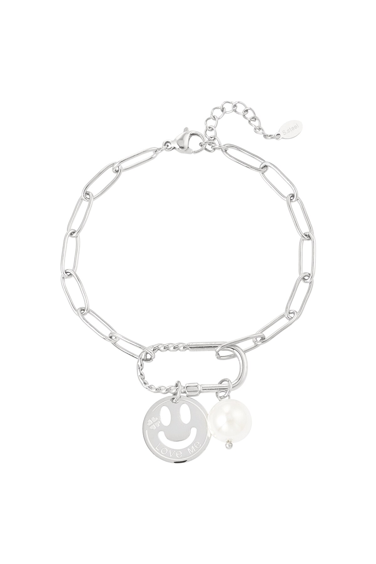 Pulsera de eslabones Smiley - Color plata h5 