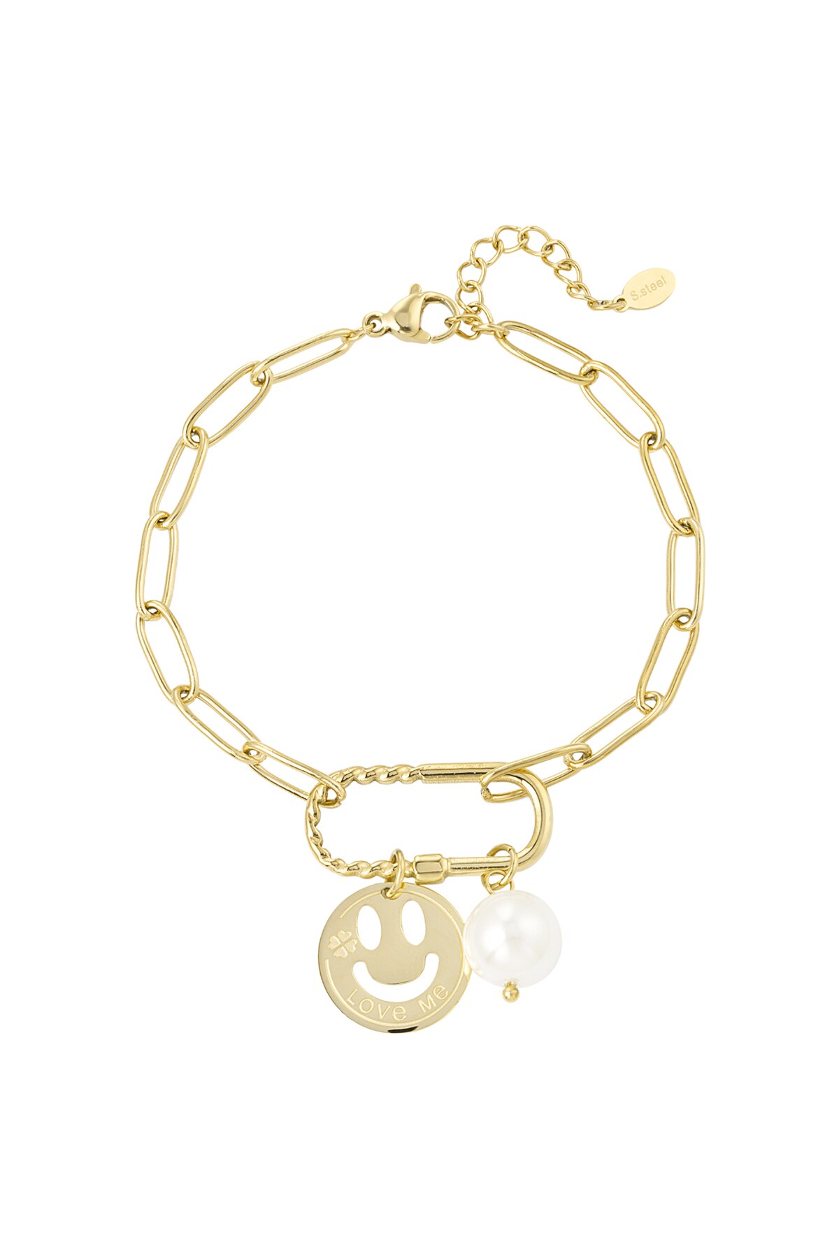 Smiley link bracelet - Gold color h5 